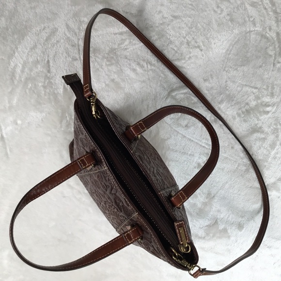 FOSSIL TWO TONED LEATHER EMBOSSED PURSE/HANDBAG - Picture 11 of 13